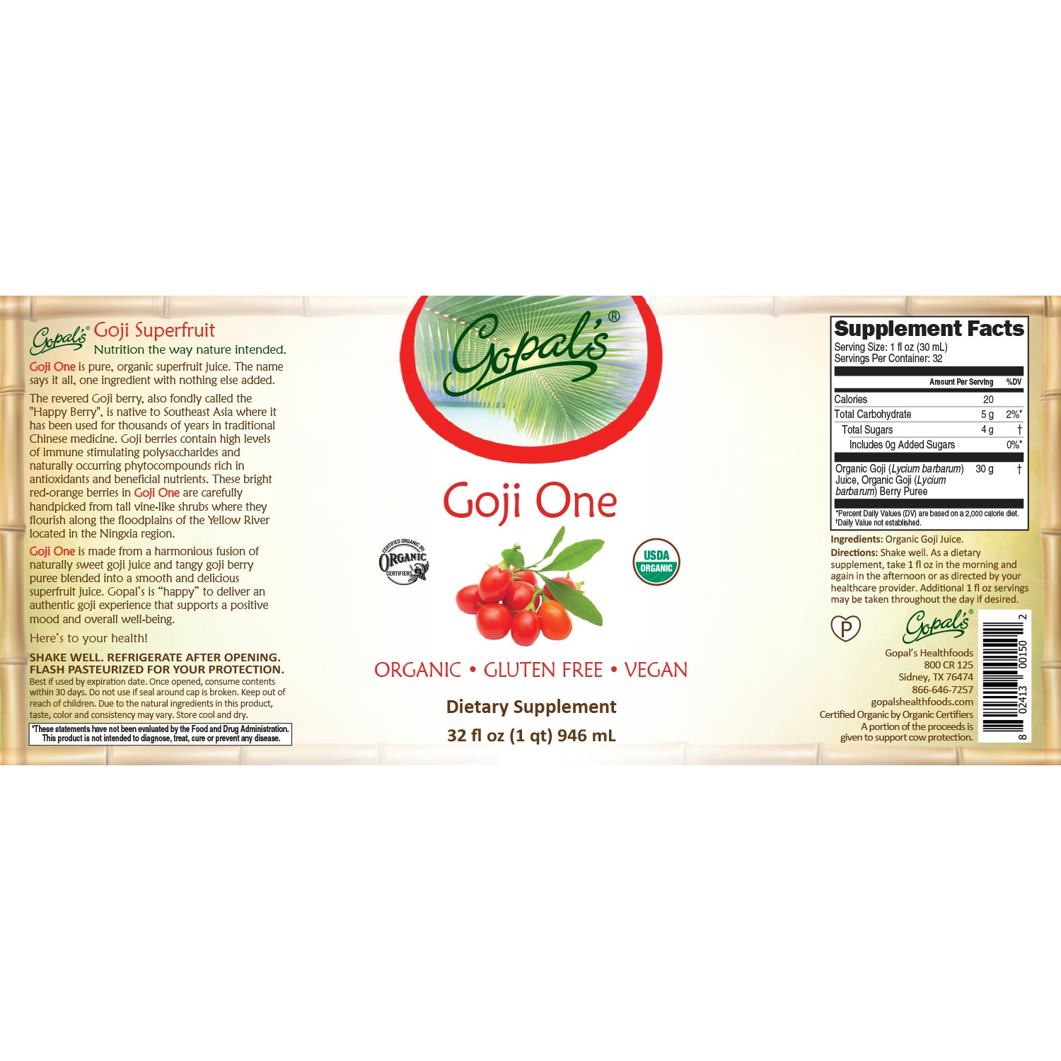 Goji Puree Goji One - 100% Pure Certified Organic Superfruit Juice - TheLifeTree.us